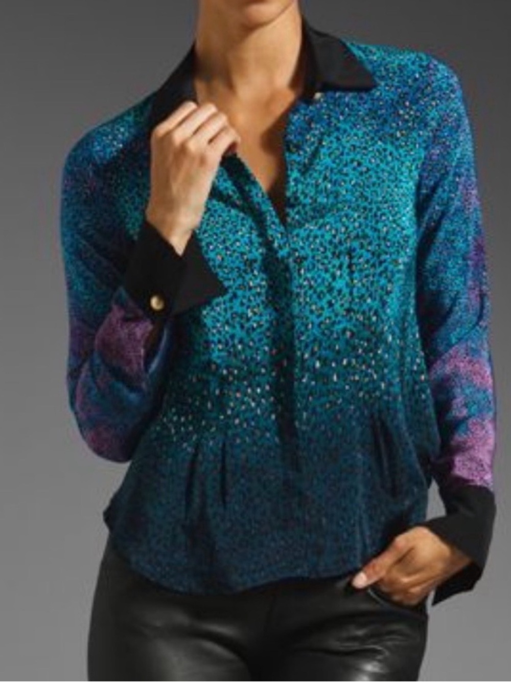 Nanette Lepore Leopard Print ButtonUp Blouse